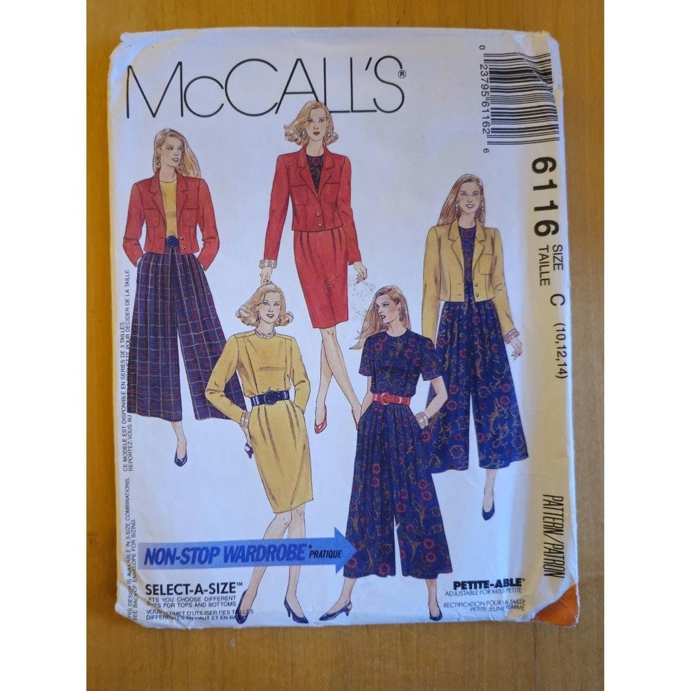 McCalls UNCUT Pattern 6116 NonStop Wardrobe Jacket Top Skirt Pants Sz C 10 12 14